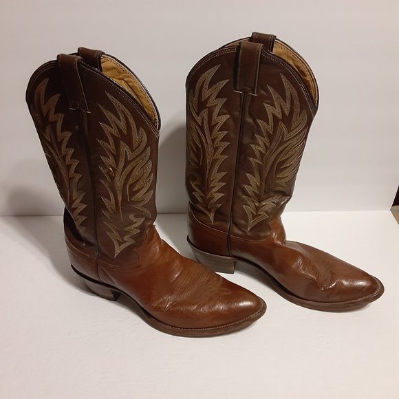 Justin Vintage Style 8732 Brown Leather Western Cowboy Boots 9.5 B main image 8